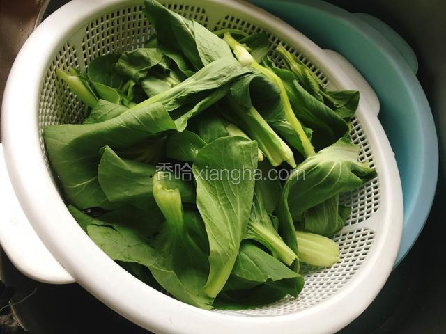 菜心摘好后洗净沥水备用！