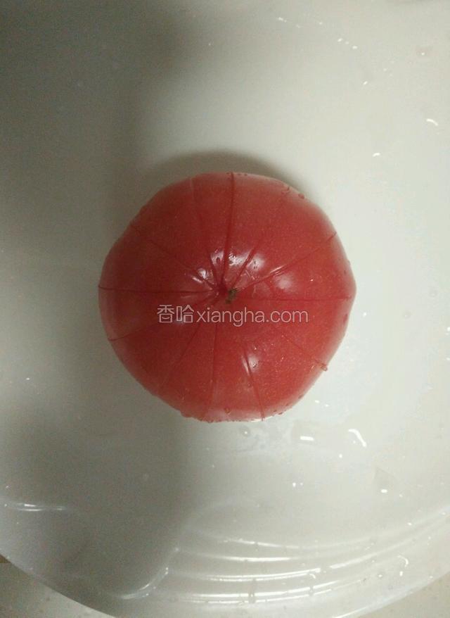 将西红杮洗净，切成花状。