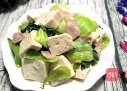 油菜豆腐炒肉的做法图解11