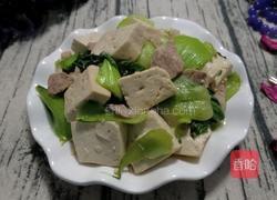 油菜豆腐炒肉的做法图解12