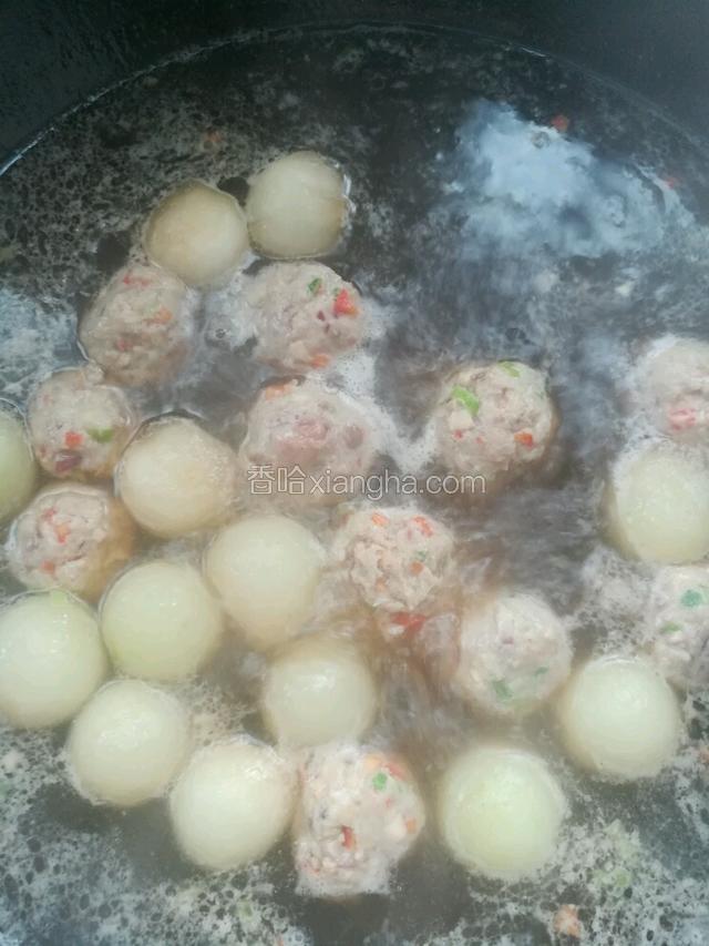 冬瓜煮四五分钟后改小火，再做肉丸，做一个下一个，再一次性倒入之前做好的肉丸。