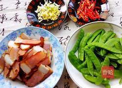 荷兰豆炒腊肉的做法图解2