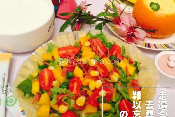 橙盅蒸蛋配五彩手抓饼