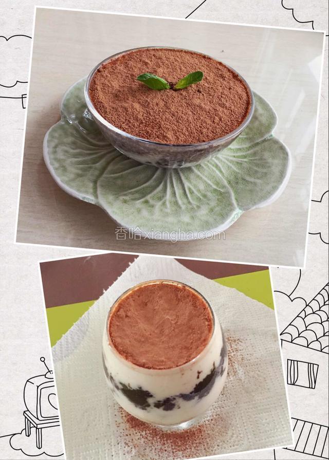 摆盘，放冰箱1小时即可食用了。这些量我今天做了一红酒杯和一碗。
