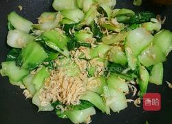 油菜炒虾皮的做法图解5