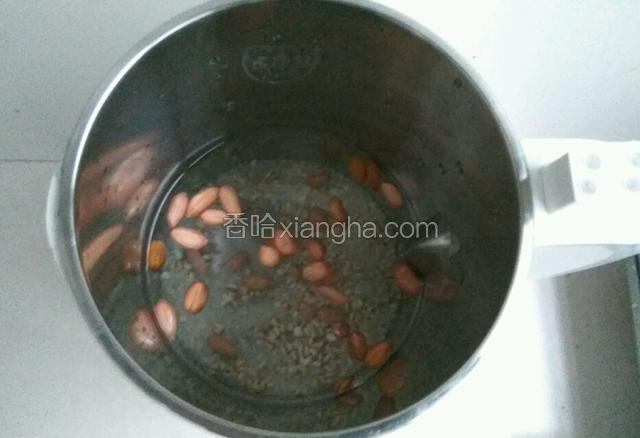 用水把米冲洗干净，放入豆浆机，豆浆机内放入水。