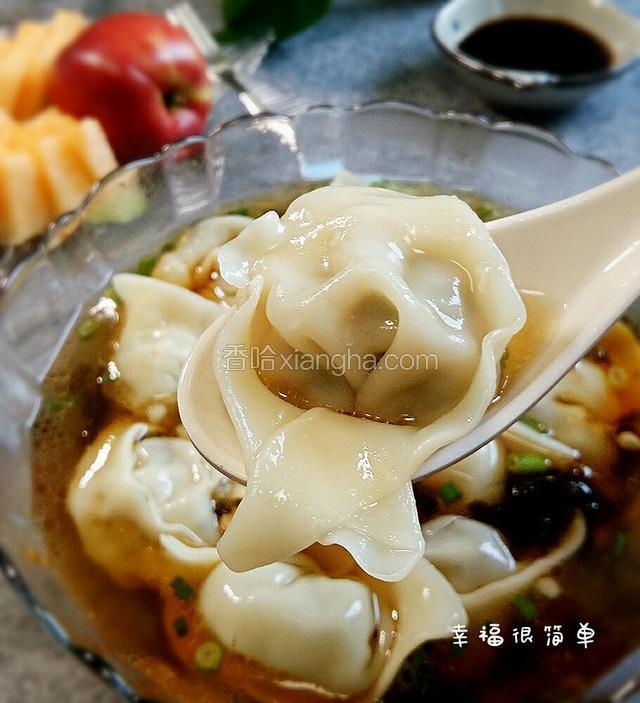 这是煮好的猫耳朵馄饨。