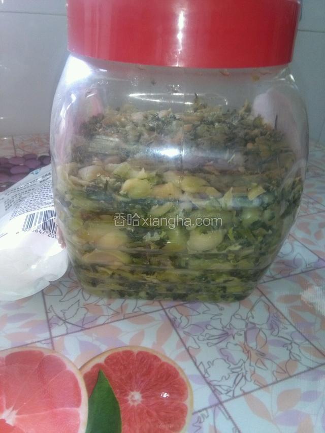 这是放置三天后的样子，今天是第四天，腌出了好多菜汁