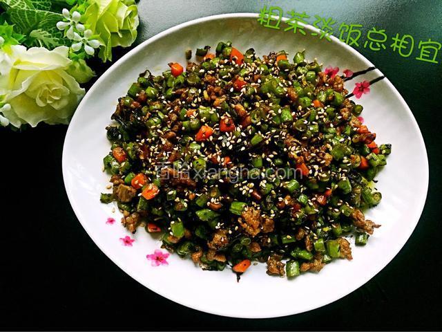 榄菜肉末炒豆角