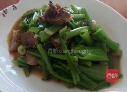 老屋私房菜肉炒菠菜梗的做法图解4