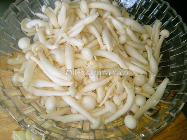 白玉菇洗净沥干水分备用。