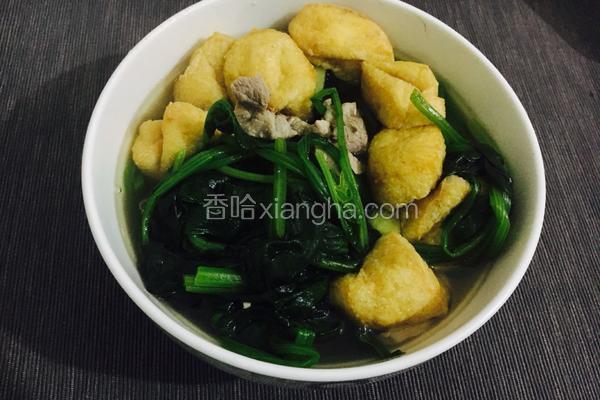 菠菜肉片豆腐泡汤