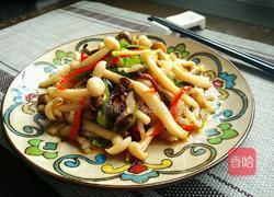 肉丝炒双菇的做法图解8