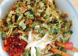 肉末蒜薹包菜打卤面的做法图解5