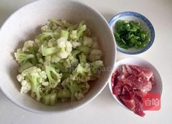 有机菜花炒肉片的做法图解4