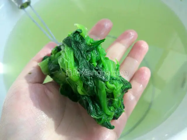 用手再轻轻的挤压多余的水分