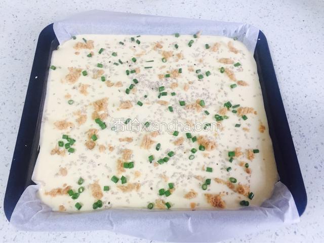 上面撒上葱花、芝麻和肉松