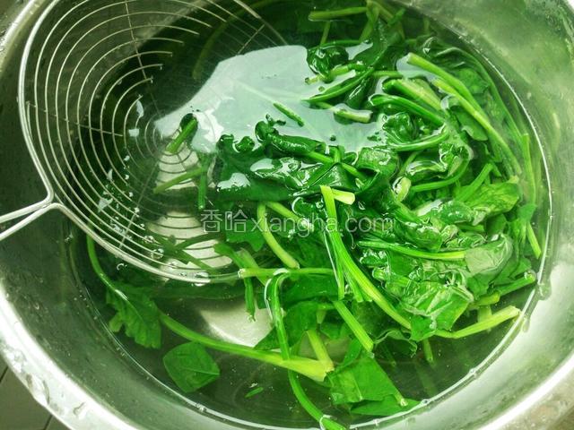 放入热水里焯熟 变色就可以了 不要过熟 过水也是为了去除草酸