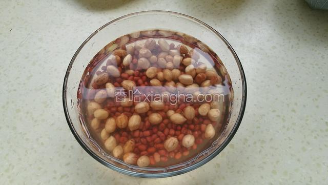 花生红豆洗净浸泡6-8小时
