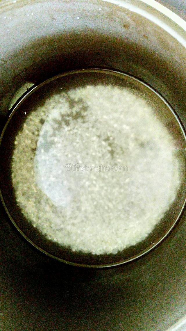  大米用清水洗净,加入适量的水放入压力锅里。