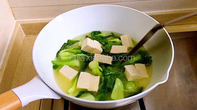 加入豆腐后煮滚