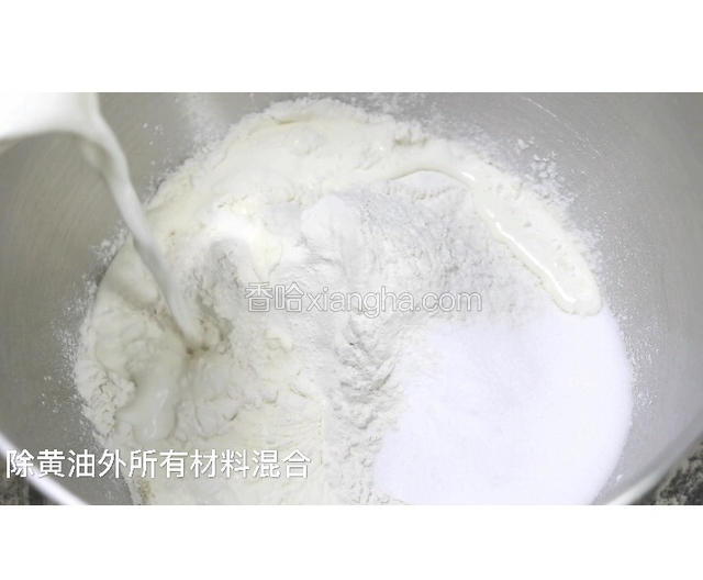 除黄油外所有材料都混合均匀