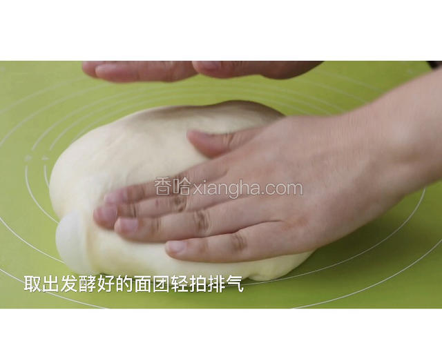 取出发酵好的面团轻轻排气