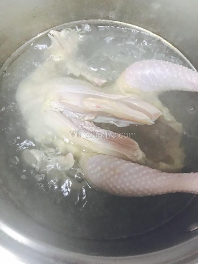 泡三十分钟捞出，进开水锅，烫出血水。一两分钟即可！