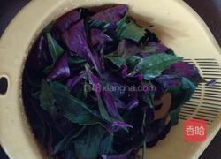血皮菜炒猪肝 紫贝菜炒猪肝的做法图解2