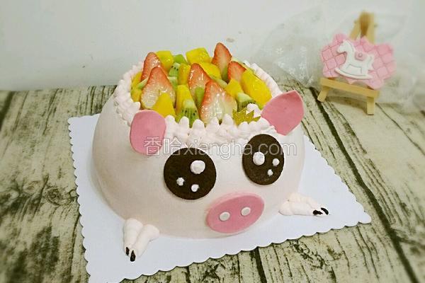 小猪水果生日蛋糕