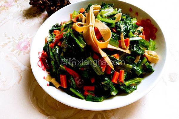 豆皮火腿炒油麦菜