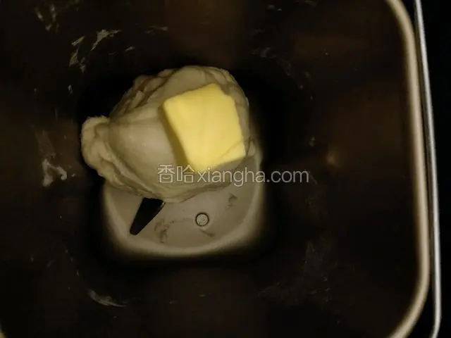 放入软化的黄油，再次揉面20分钟