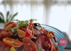 雪豆腐炒香肠的做法图解10