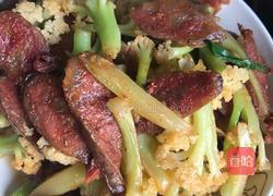 香肠炒花菜的做法图解5