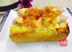 蒜香芝士火腿肉松烤面包的做法图解1