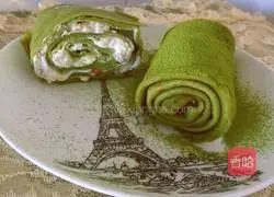 Illustration of how to make matcha towel roll cake 8