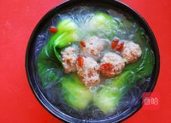 油菜粉丝丸子汤的做法图解8