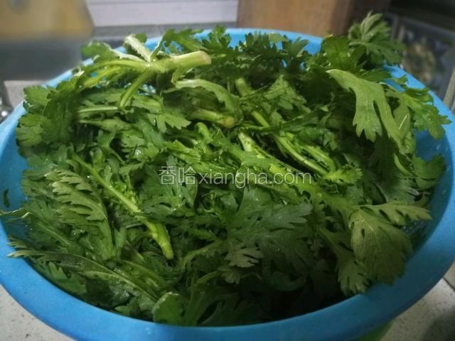 茼蒿洗干净。