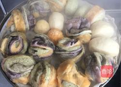 彩色小馒头、黑芝麻花生酱花卷的做法图解15