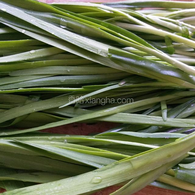 韭菜摘掉黄色的叶子，沥干水份