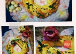 黑加仑椰蓉花环面包的做法图解1