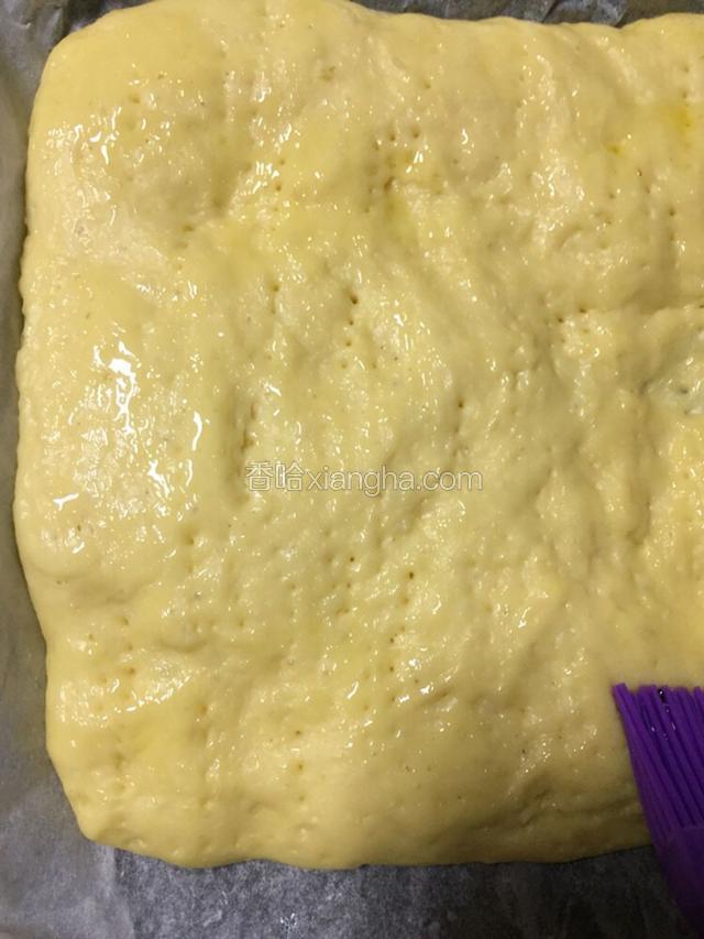 然后放在温暖处发酵
发酵好后刷上玉米油