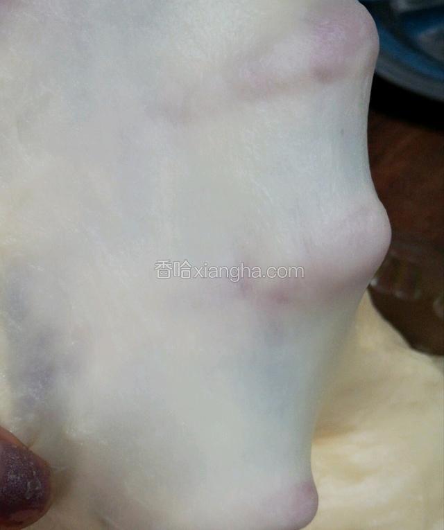 大概十五分钟就可以出手膜但不是很薄此时也可以放点果干蔓越莓或者葡萄干根据自己喜好。