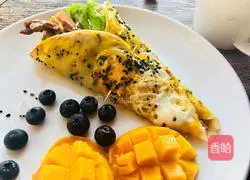 Illustration of how to make pancakes and fruits 14