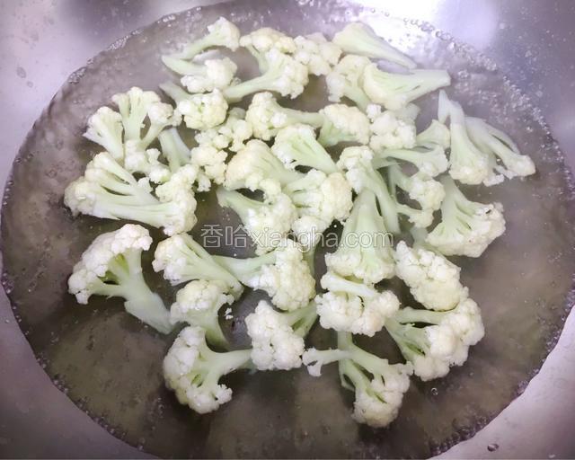 锅加清水烧开后加入少许盐把各类菜分别焯水过凉。