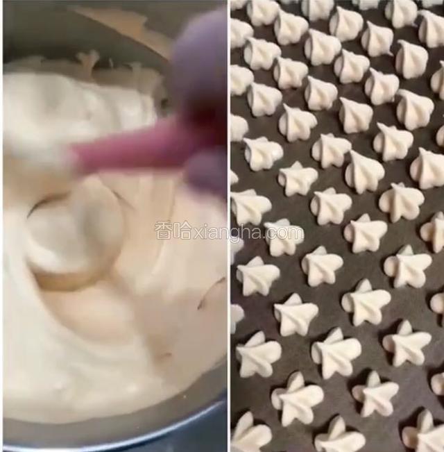 在高速打发蛋白打到硬金角和第一步混合均匀、翻拌手法、切记不要画圈、蛋白容易消泡、打发蛋白这一步很重要、关于后期溶豆有没有形状