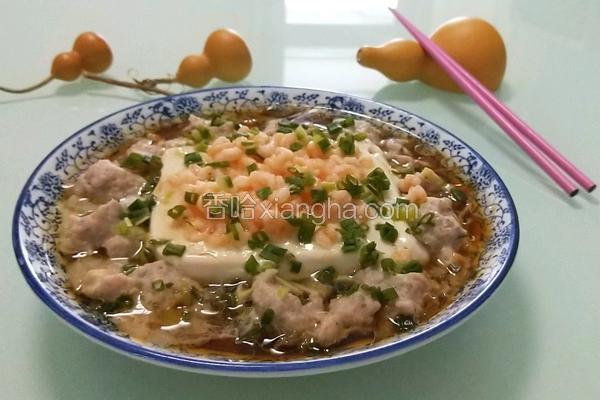 虾仁肉末蒸豆腐