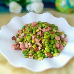 毛豆炒豆干火腿的做法[图]