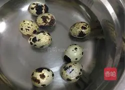 Illustration of three cups of potatoes and quail eggs 2