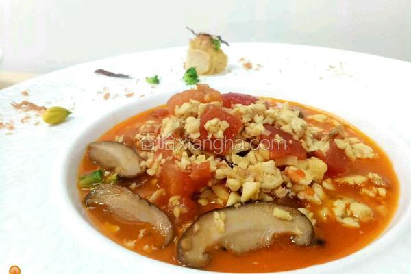 牛肝菌香菇煎番茄烩豆腐（纯素）
